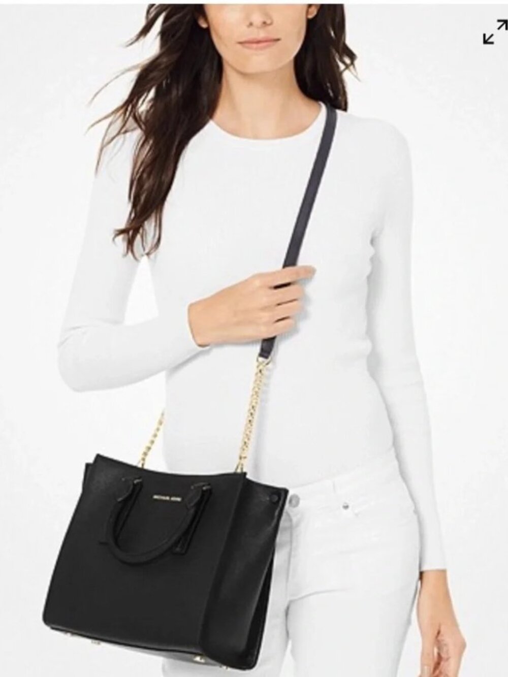 michael kors Alessa NEW Black Pebble leather
